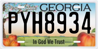GA license plate PYH8934