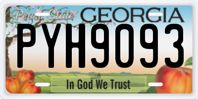 GA license plate PYH9093
