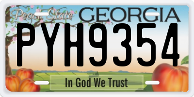 GA license plate PYH9354