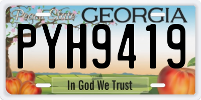 GA license plate PYH9419