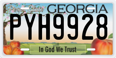 GA license plate PYH9928