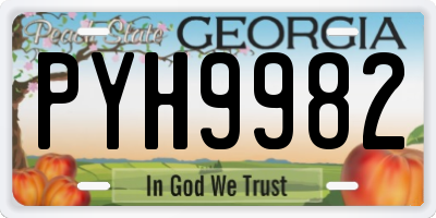 GA license plate PYH9982