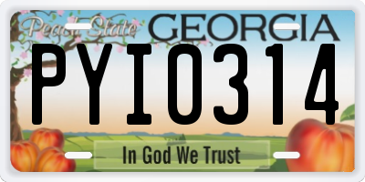 GA license plate PYI0314