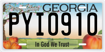 GA license plate PYI0910