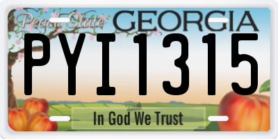 GA license plate PYI1315
