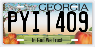 GA license plate PYI1409
