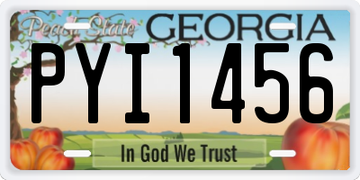 GA license plate PYI1456
