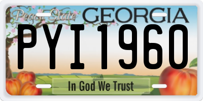 GA license plate PYI1960
