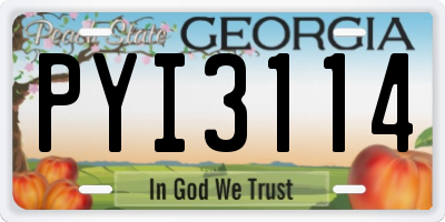 GA license plate PYI3114