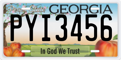 GA license plate PYI3456