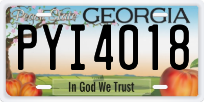 GA license plate PYI4018