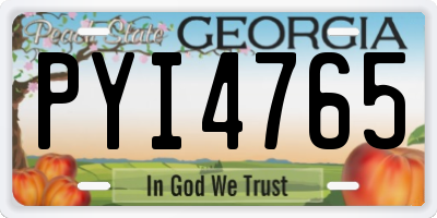 GA license plate PYI4765