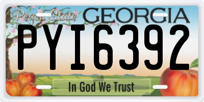 GA license plate PYI6392