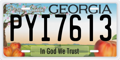 GA license plate PYI7613
