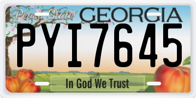 GA license plate PYI7645