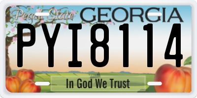 GA license plate PYI8114