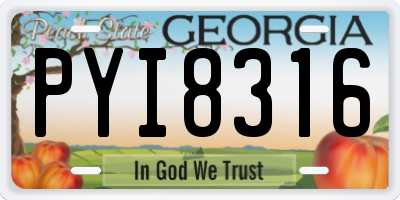 GA license plate PYI8316