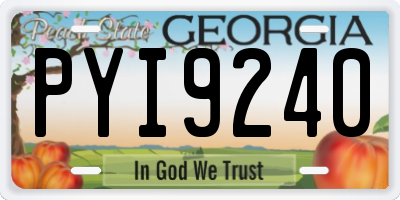 GA license plate PYI9240