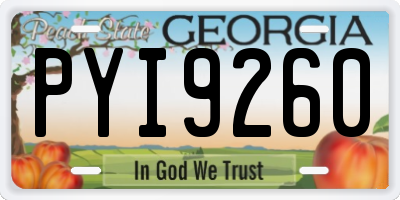 GA license plate PYI9260