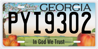 GA license plate PYI9302