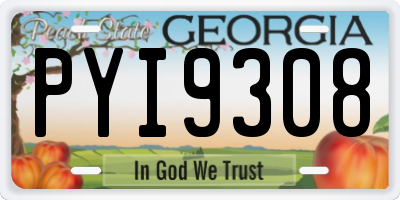 GA license plate PYI9308