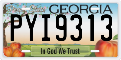 GA license plate PYI9313