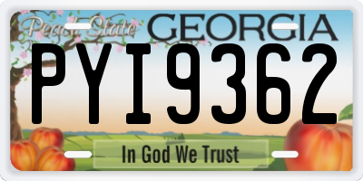 GA license plate PYI9362