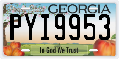 GA license plate PYI9953