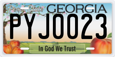 GA license plate PYJ0023