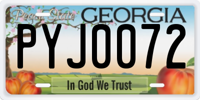GA license plate PYJ0072
