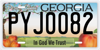 GA license plate PYJ0082