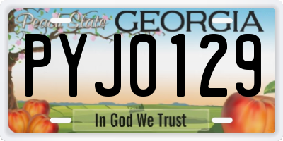 GA license plate PYJ0129
