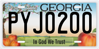GA license plate PYJ0200
