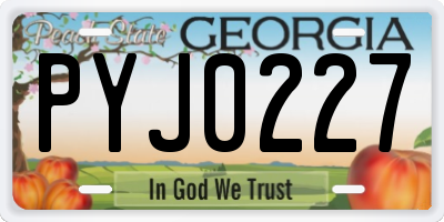 GA license plate PYJ0227