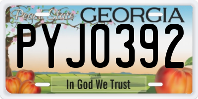 GA license plate PYJ0392