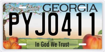 GA license plate PYJ0411