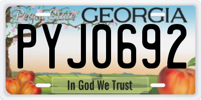 GA license plate PYJ0692