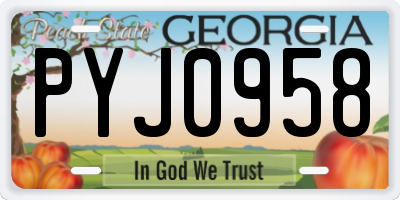 GA license plate PYJ0958