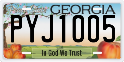 GA license plate PYJ1005