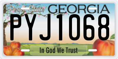 GA license plate PYJ1068