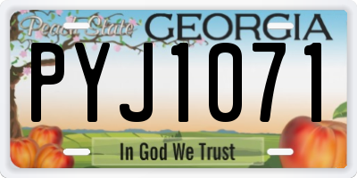 GA license plate PYJ1071