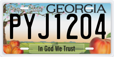 GA license plate PYJ1204