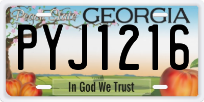 GA license plate PYJ1216