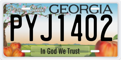 GA license plate PYJ1402