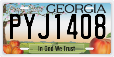 GA license plate PYJ1408