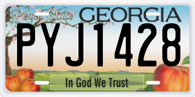 GA license plate PYJ1428