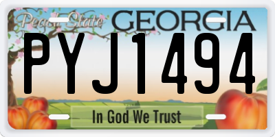GA license plate PYJ1494