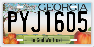 GA license plate PYJ1605