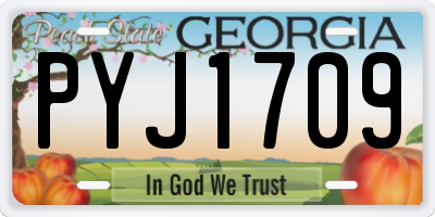 GA license plate PYJ1709