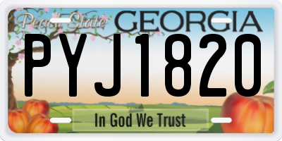 GA license plate PYJ1820